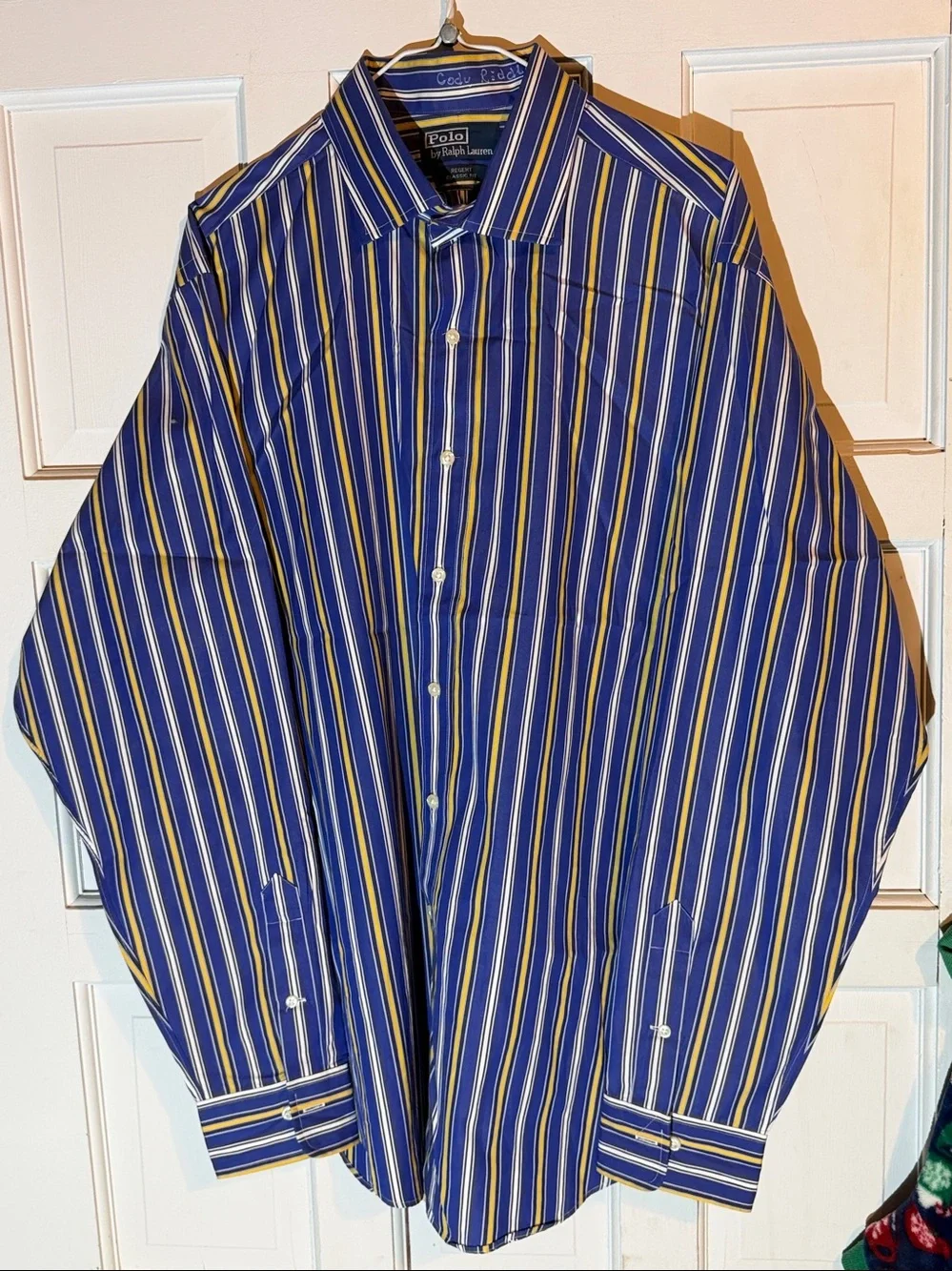 Polo by Ralph Lauren Blue & Yellow Striped Men's Dress Shirt